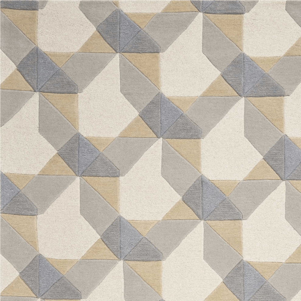 5' X 8'  Wool Ivory Or Grey Area Rug