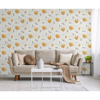 Synergy Yellow Floral Wallpaper Bolt