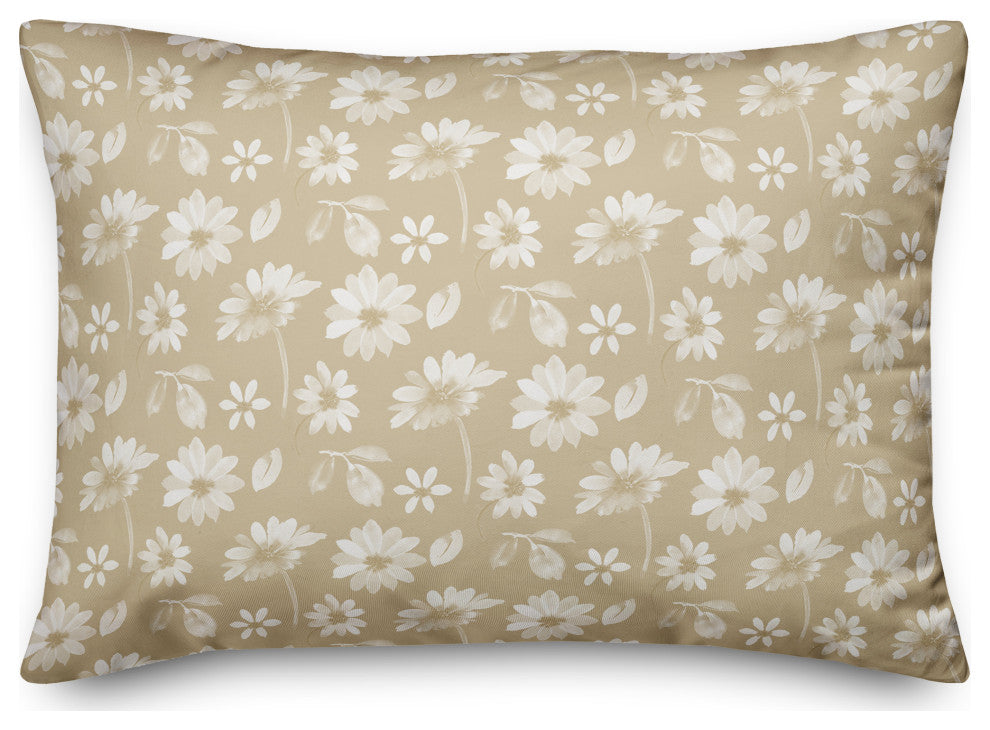 Cream and White Florals 14x20 Spun Poly Pillow
