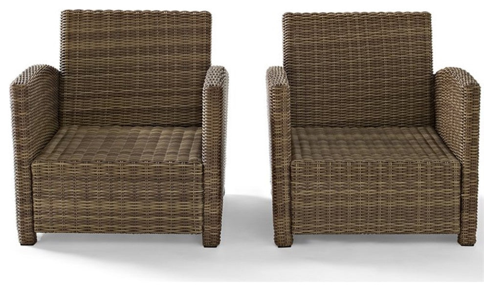Crosley Furniture Bradenton Fabric Patio Chair in Brown and Sand (Set of 2)