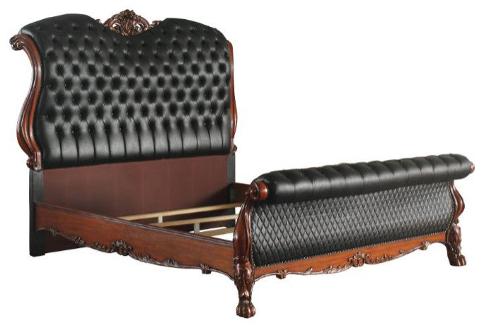Jazlyn Ornamental Baroque Standard Bed, Cherry Oak, Queen
