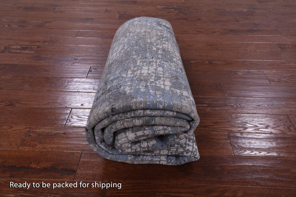 6' 0" X 9' 2" Wool and Silk Modern Hand Knotted Rug Q8894