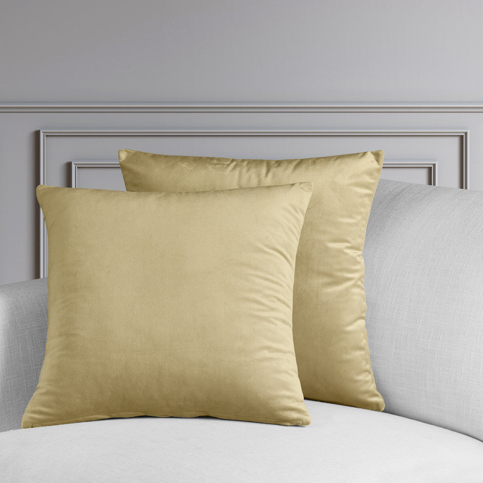 Heritage Plush Velvet Cushion Cover Pair, Western Tan, 18w X 18l