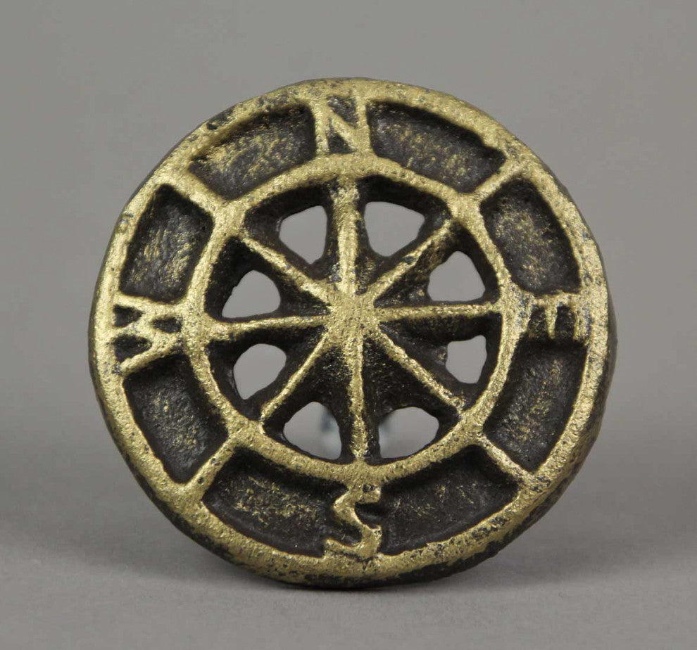 Set of 12 Bronze Cast Iron Cabinet Hardware Knob Compass Rose Drawer Pull Handl