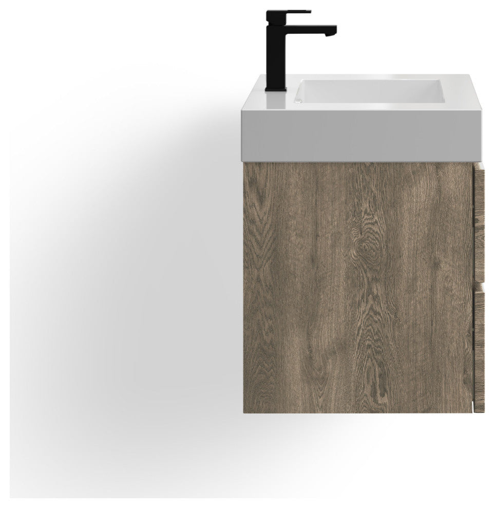 Boutique Bath Vanity, Butternut, 30", Single Sink, Wall Mount
