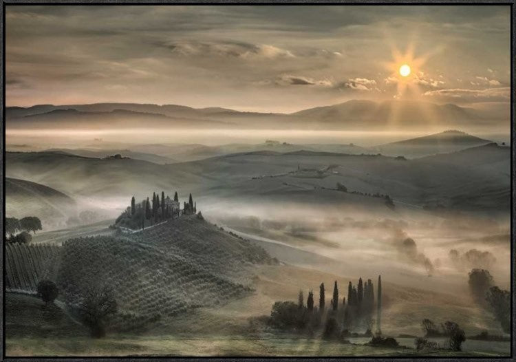 "Tuscan Morning" Framed Canvas Giclee by Christian Schweiger, 37x26"