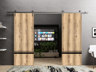 Sturdy Double Barn Door 48 x 96 with | Planum 0012 Oak with  | 13FT