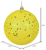 Vickerman 4.75" Yellow Sequin Ball Ornament, 4 per Bag