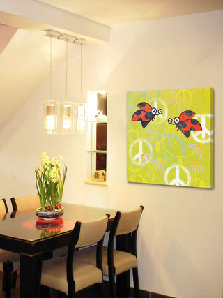 "Peace Sign Ladybugs III" Painting Print on Wrapped Canvas