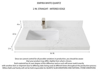 Sonoma Teak 36 Left Offset Bath Vanity in Dark Natural with 2" Empira Quartz