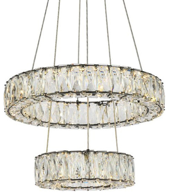 Elegant Lighting 3503G18 Monroe 2 Light 18"W LED Crystal Ring - Black