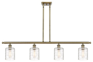 Cobbleskill 4-Light Island Light, Antique Brass/Deco Swirl