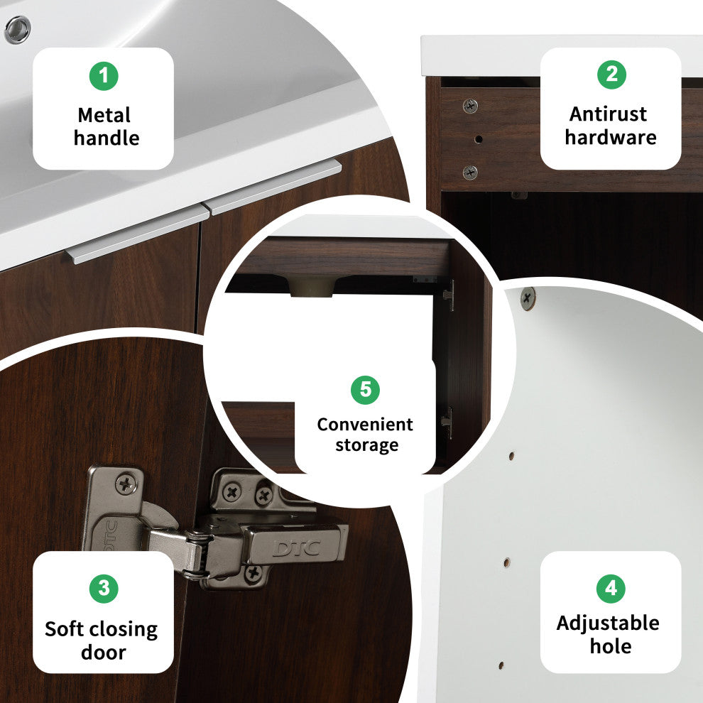 BNK Wall-Mounted Bathroom Cabinet Set with Soft-Close Doors, California Walnut, 60inch