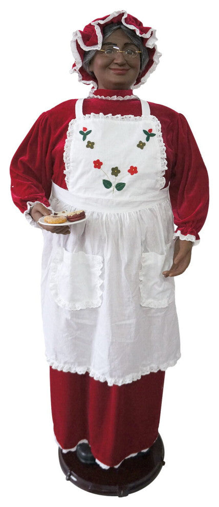 58" African American Dancing Mrs. Claus, Apron and Cookies