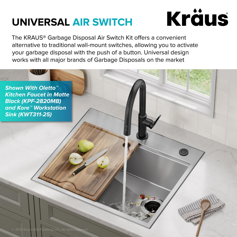 KRAUS Garbage Disposal Air Switch Kit 2 Flat Push Buttons SFS, Kwda-200sfs