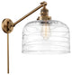 Bell Swing Arm With Switch, Brushed Brass, Clear Deco Swirl, Clear Deco Swirl
