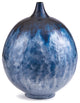 Blue Wash Decorative Round Vase, Short