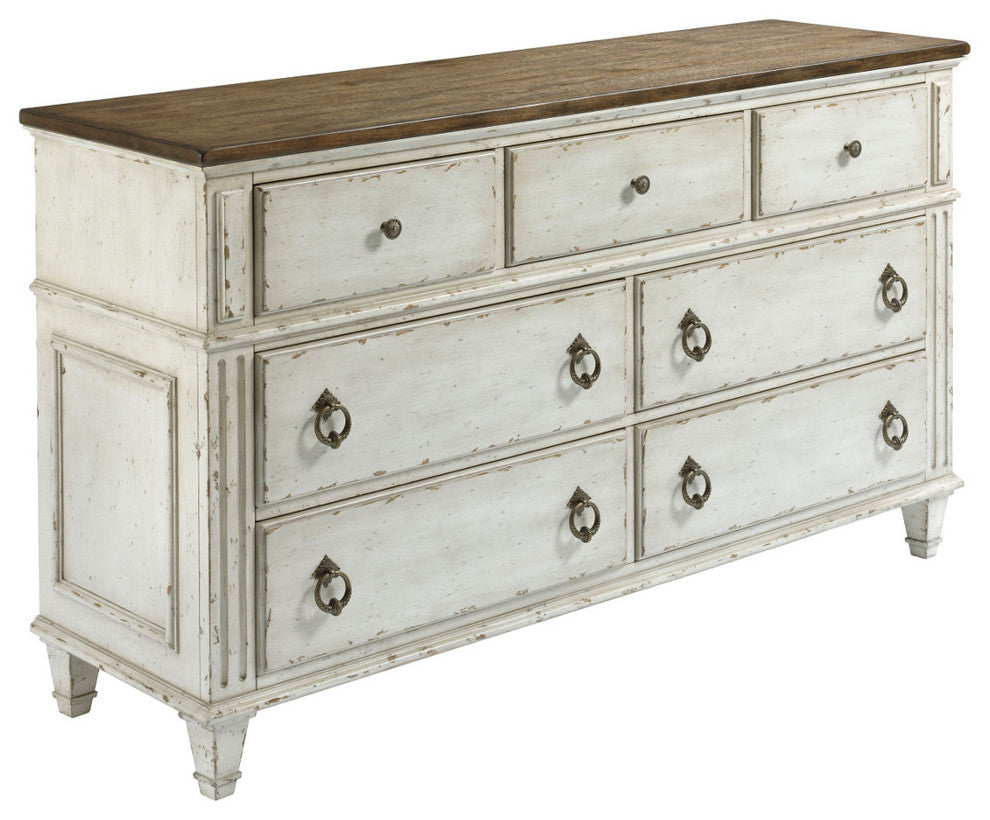 American Drew Southbury 7 Drawer Dresser, Fossil and Parchment 513-130