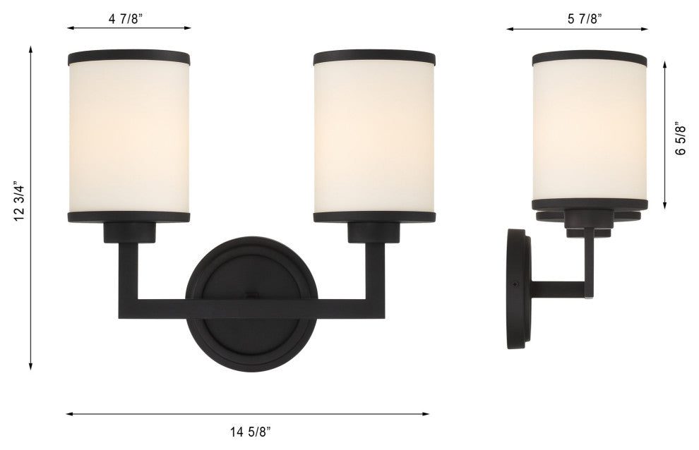 Crystorama Lighting Group BRY-8002 Bryant 2 Light 15"W Vanity - Black Forged