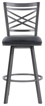 Armen Living Fargo Modern Faux Leather Swivel Kitchen Barstool in Black