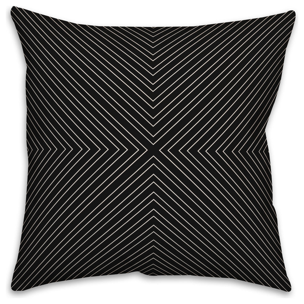 Black Modern Geo  18x18 Throw Pillow