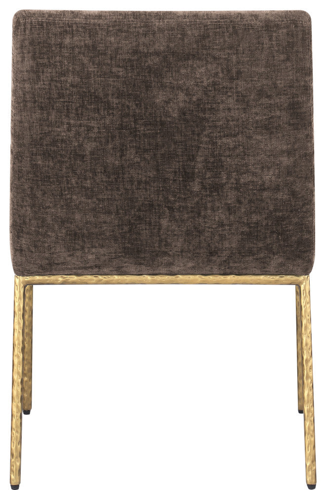 Reeves Upholstered Dining Chair, Brown, Chenille , AC,  Brushed Brass, Set of 2