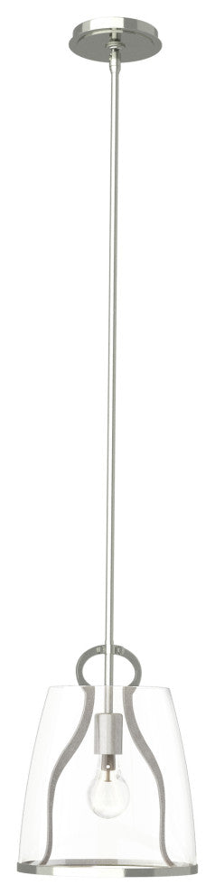Caliper Pendant, Sterling Finish, Clear Glass