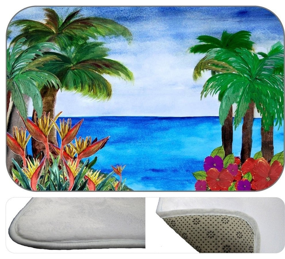 Tropical Beach Plush Bath Mat, 20"x15"
