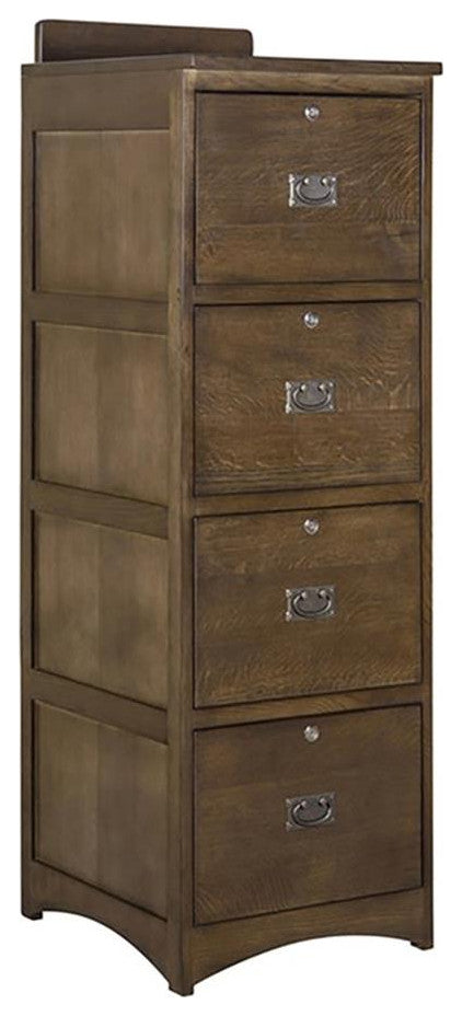 Mission Quarter Sawn White Oak 4 Drawer File Cabinet, Walnut