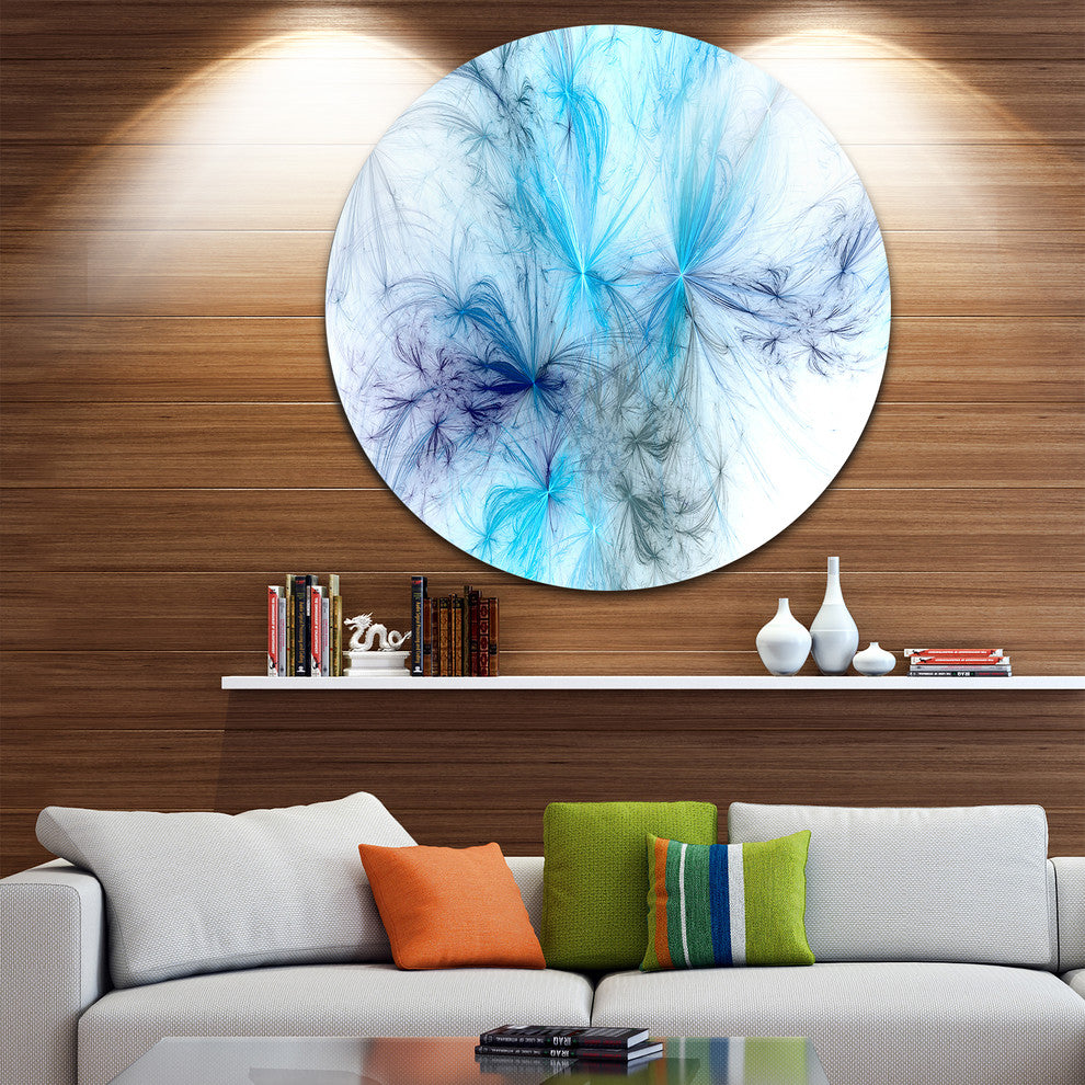 Christmas Fireworks Light Blue, Digital Art Disc Metal Wall Art, 23"