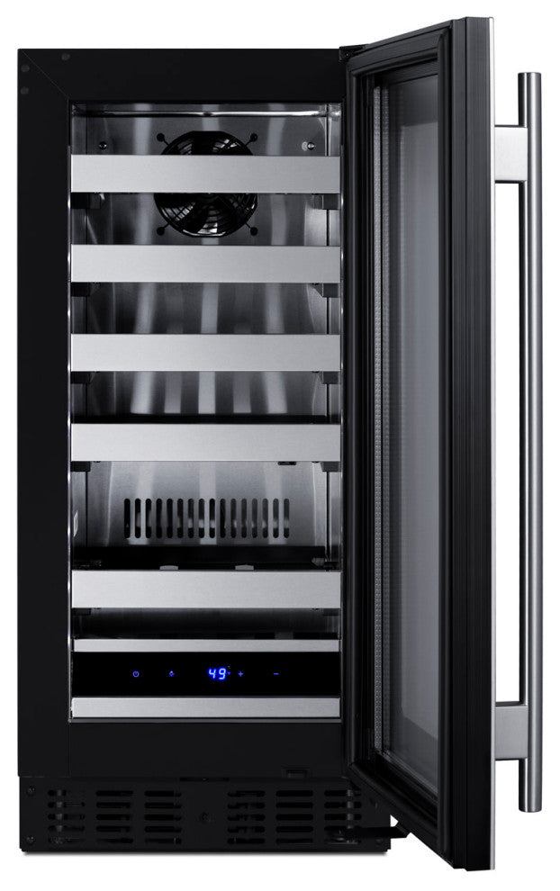 Summit ASDW1522 15"W 18 Bottle Capacity Built-In Wine Cooler - Stainless Steel