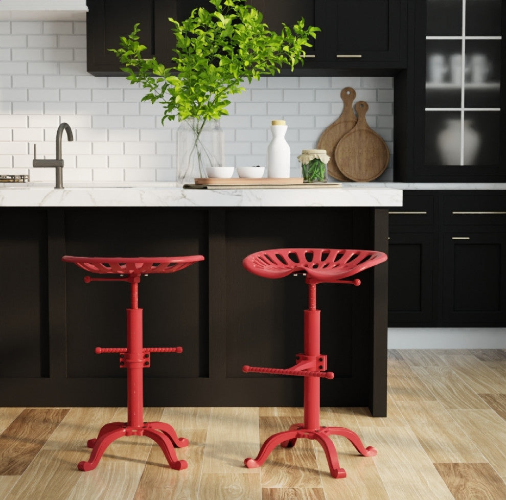 Adjustable Tractor Seat Stool, Red