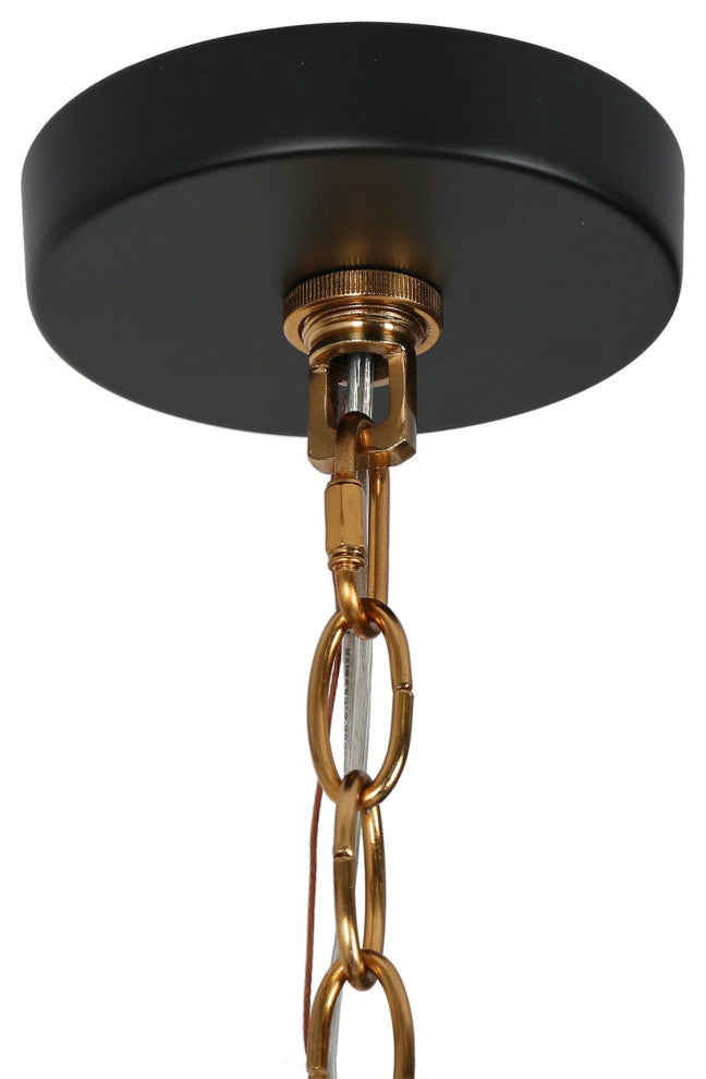 LNC 3-Light Black and Polished Gold Drum Modern/Contemporary Crystal Chandelier