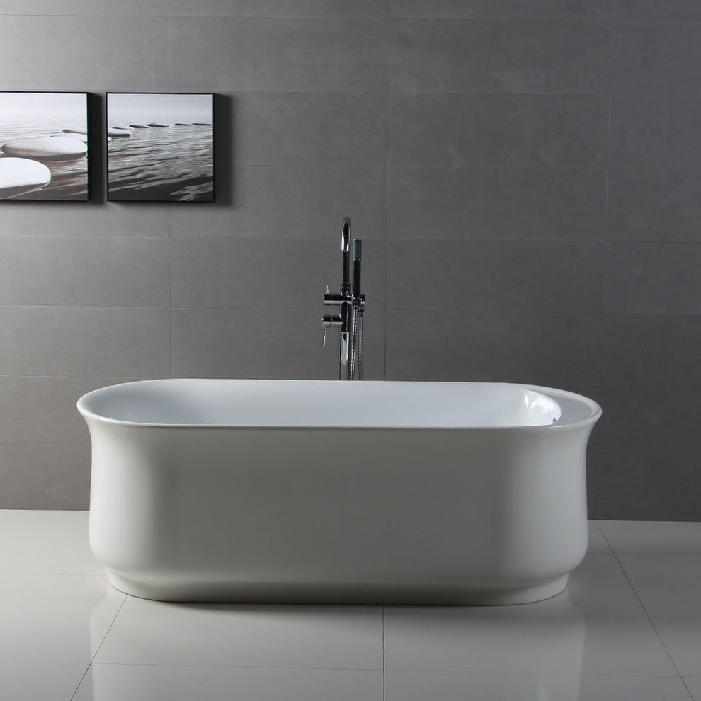 Aqua Eden 66" Acrylic Freestanding Double Ended Bathtub With Drain, White