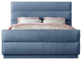 Paxton Chenille Fabric Upholstered Bed, Blue, Queen