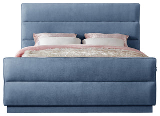 Paxton Chenille Fabric Upholstered Bed, Blue, Queen