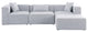 Cube Upholstered Modular Sectional, Gray, 4-Piece: 1 Armless Chair, 2 Corner Chair, 1 Ottoman, Linen Texured Fabric