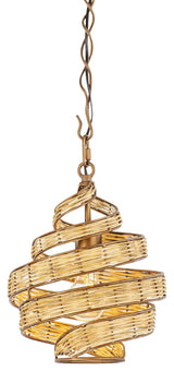 Flow 1-Lt Twist Pendant - Baguette/Natural Rattan