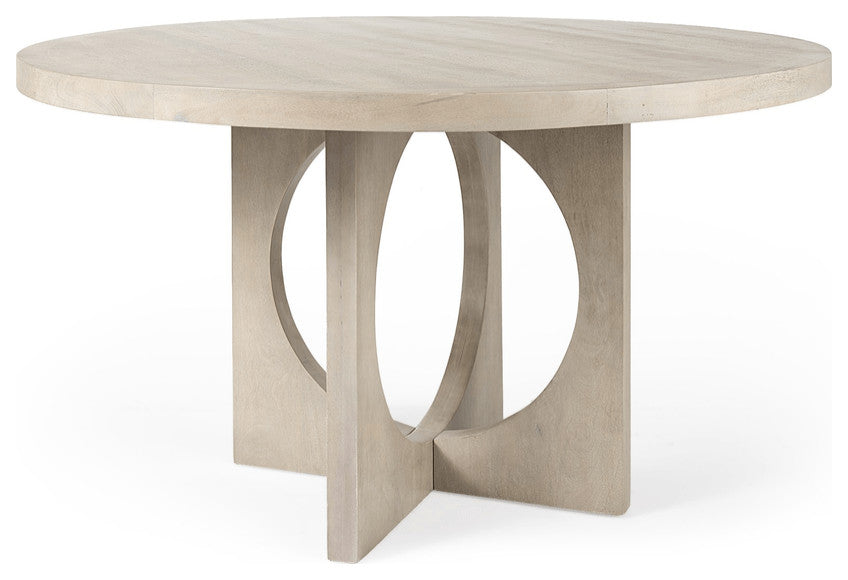 Light Natural Wood Round Geometric Dining Table