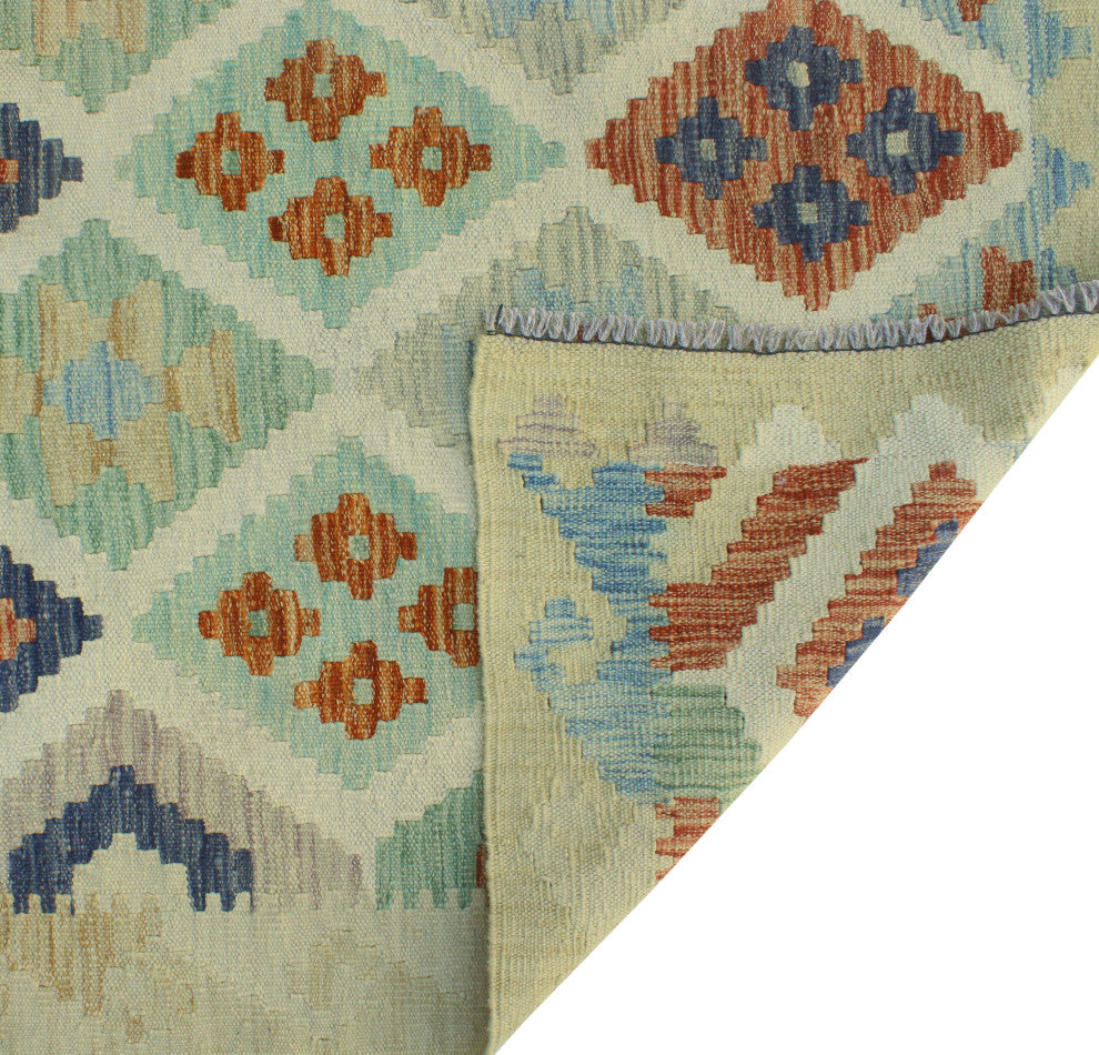 Sun Faded Flatweave Nye Beige/Navy Rug, 5'8x8'0