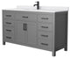 60" Single Bath Vanity Dark Gray, White Cult.Marble Countertop, Sink, Black Trim