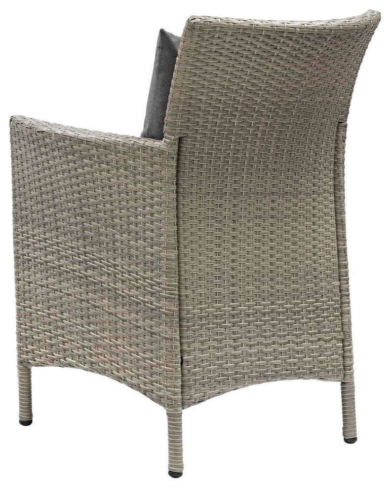 Side Dining Chair and Table Set, Rattan, Wicker, Gray, Modern, Outdoor