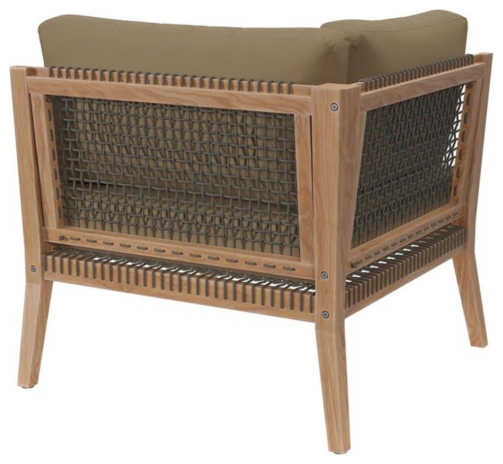 Clearwater Outdoor Patio Teak Wood Corner Chair, Gray Light Brown