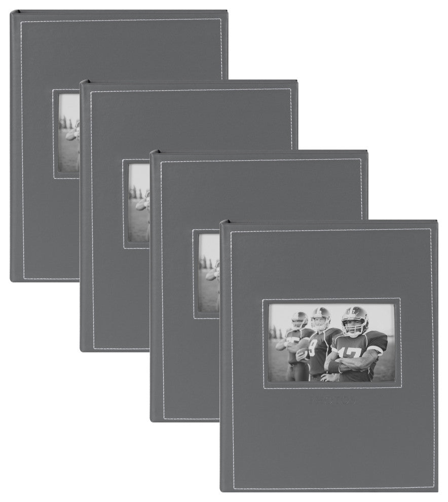 Debossed Faux Leather Photo Album Set, Gray 40 Photos