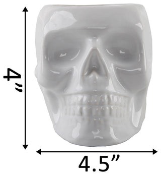 4.5X3.5 Ceramic Sugar Skull Planter, White