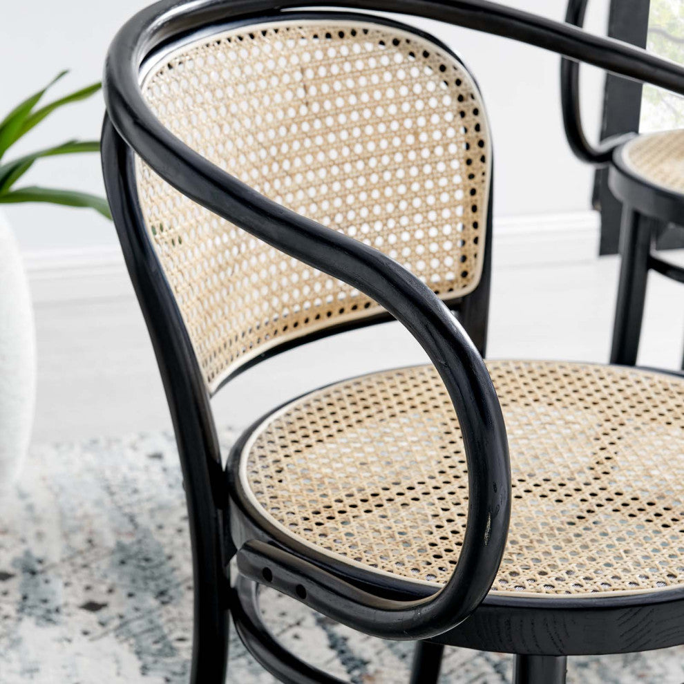 Side Dining Chair, Set of 2, Black, Wood, Modern, Cafe Bistro Hospitality