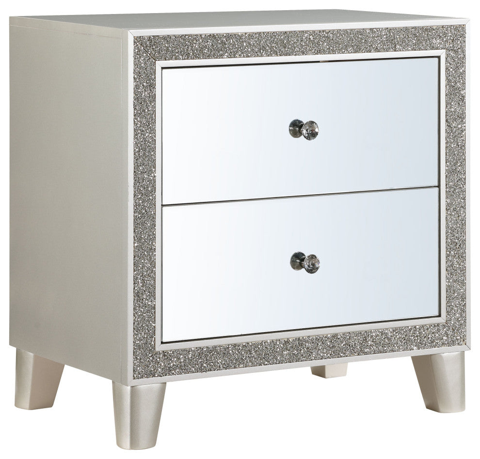 ACME Sliverfluff Nightstand, Mirrored and Champagne