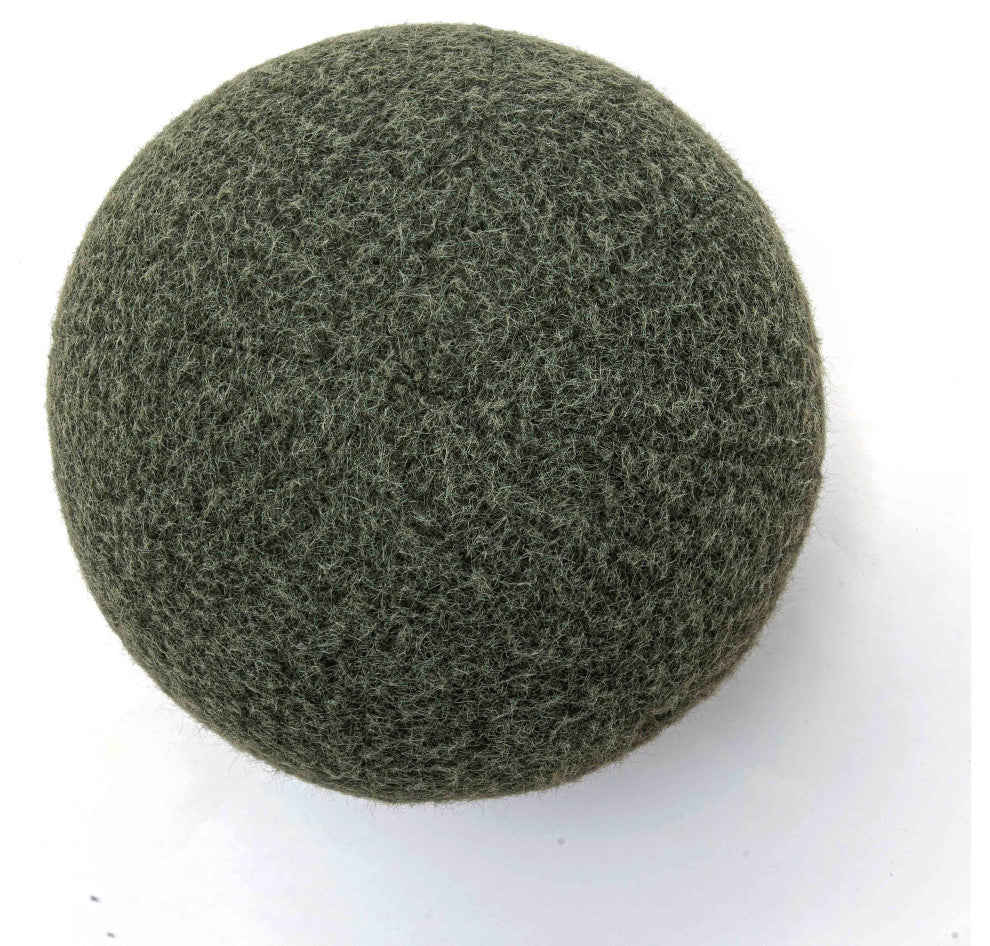 Boba Round Pillow, Green Long Mohair, 14"