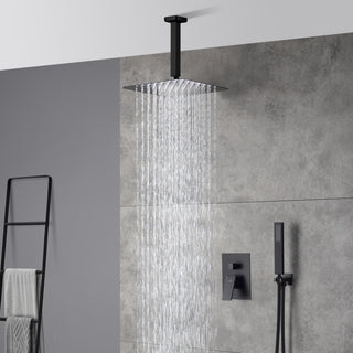 CASAINC 10" Wall Mounted  Rain Shower System with Bathtub Spout, Black