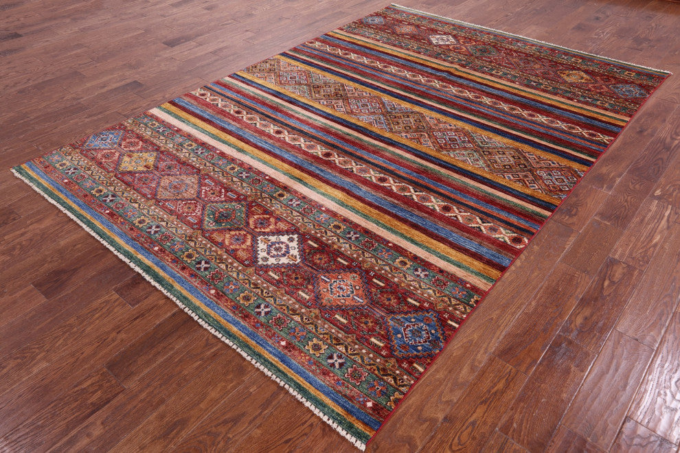 Handmade Khorjin Super Kazak Wool Rug 6' 8" X 9' 10" Q10742